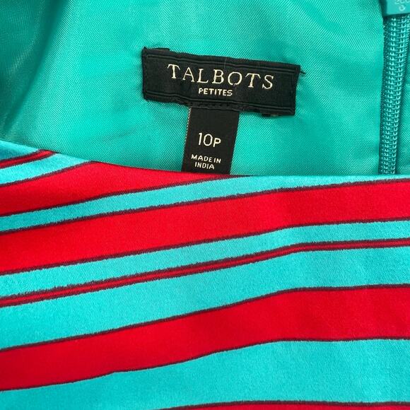 Talbots Aqua Blue & Red Sleeveless Dress 10P - Picture 3 of 7